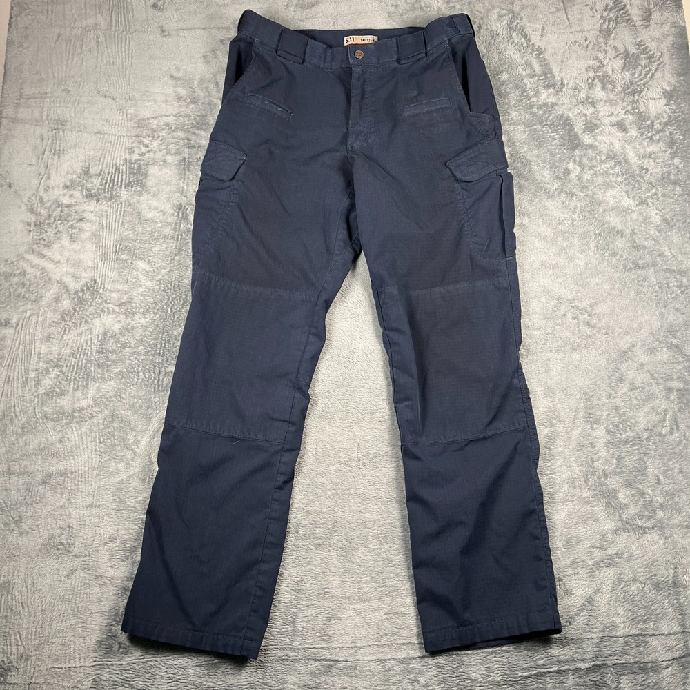 5.11 Tactical Stryke Pants Men 32x34 Navy Blue Ripstop Cargo Pocket Straight Leg
